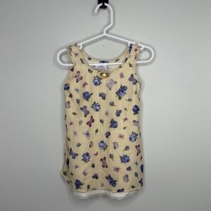 Vintage Wee Folks Baby Dress Size 18M Yellow  Flowers Butterfly Sleeveless EUC